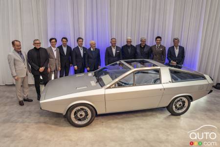 The recreated Hyundai Pony Coupe concept, presented at the Hyundai Reunion event